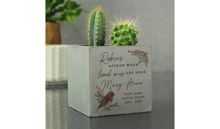 Personalised Message Robin Memorial Concrete Planter