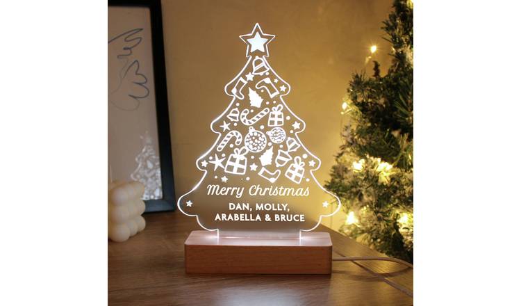 Personalised Message Glass LED Tree Christmas Ornament