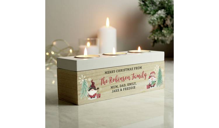 Personalised Message Gonk Tea Light Box Christmas Decoration