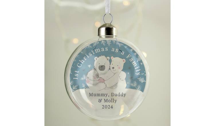 Personalised Message Glass Family Christmas Bauble