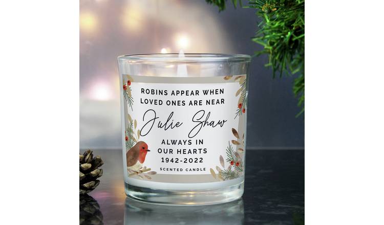 Personalised Message Robins Appear Memorial Candle