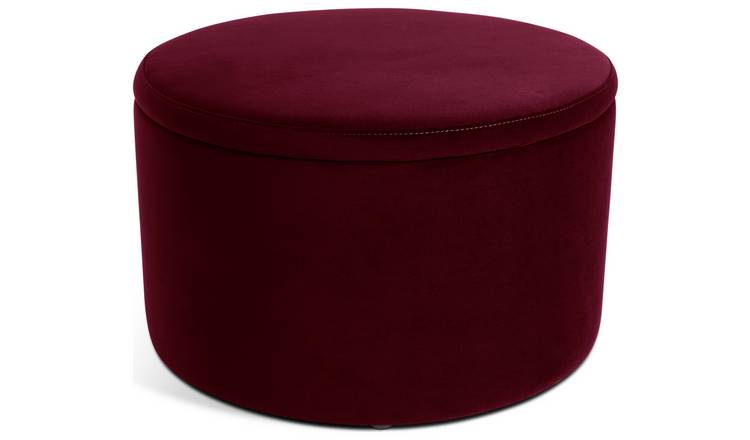 Argos Home Dex Velvet Ottoman - Wine