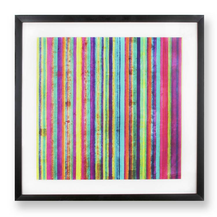 Art for the Home Neon Stripe Framed Print - 50x50cm 0