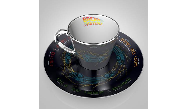 Back To The Future Delorean Plate And Mirror Mug Set