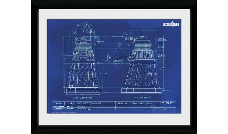 Doctor Who Dalek Blueprint Framed Print - 45x34cm