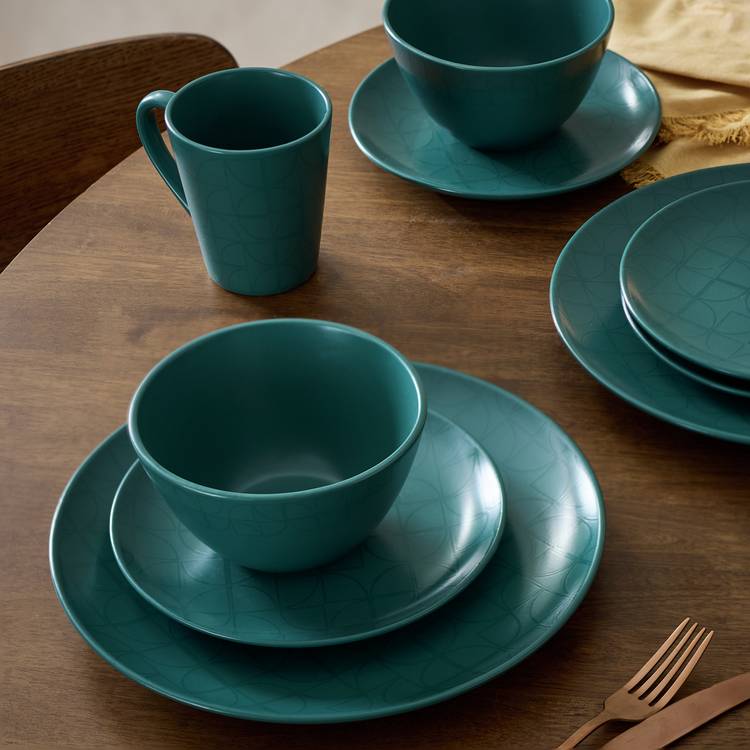 Argos Home Geo 16 Piece Dinner Set - Teal 0