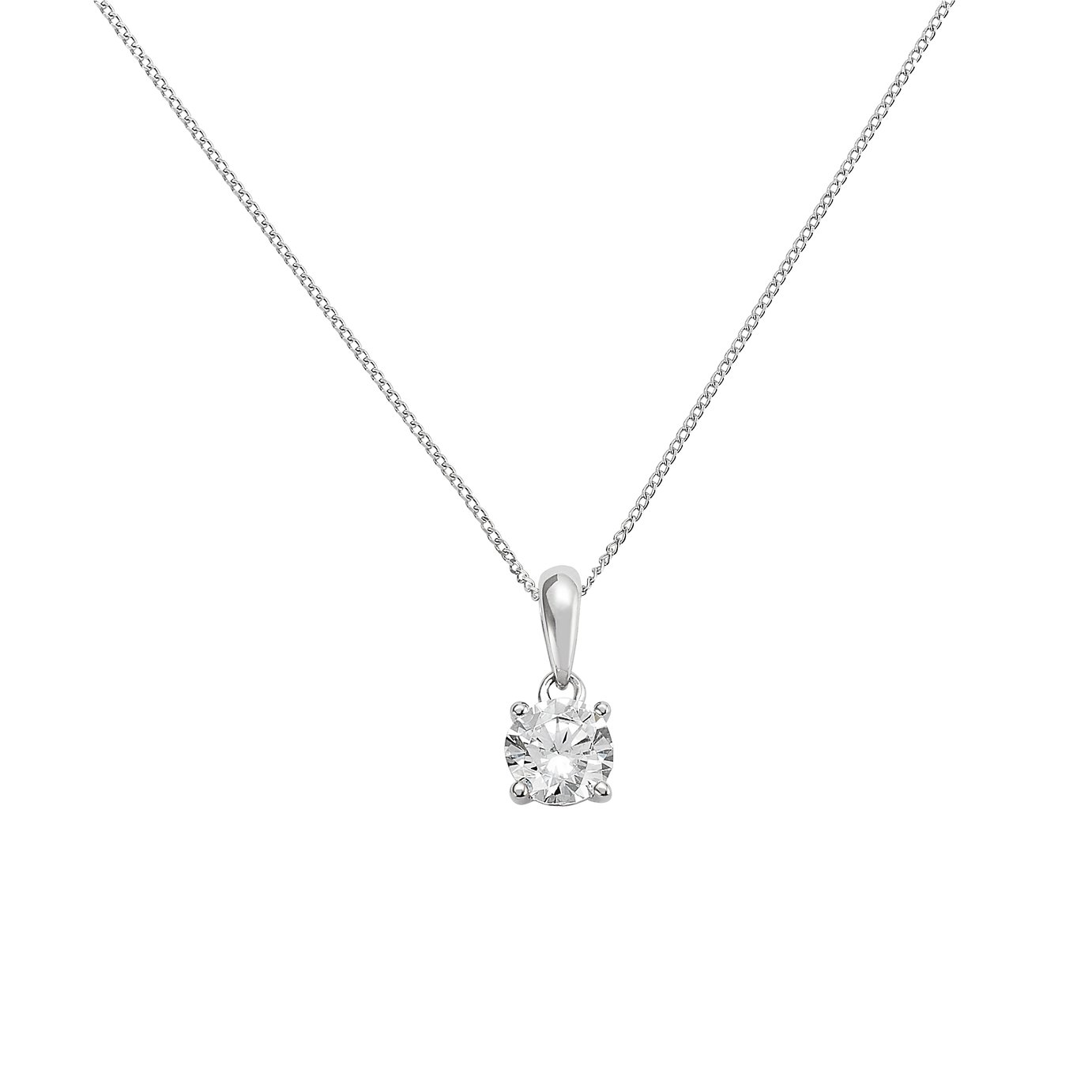 Revere 9ct White Gold 4 Claw Pendant Necklace