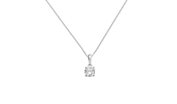 Revere 9ct White Gold 4 Claw Pendant Necklace