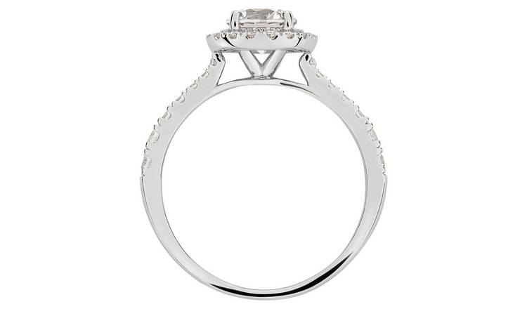 Buy Revere 9ct White Gold Cubic Zirconia Halo Engagement Ring H Womens rings Argos