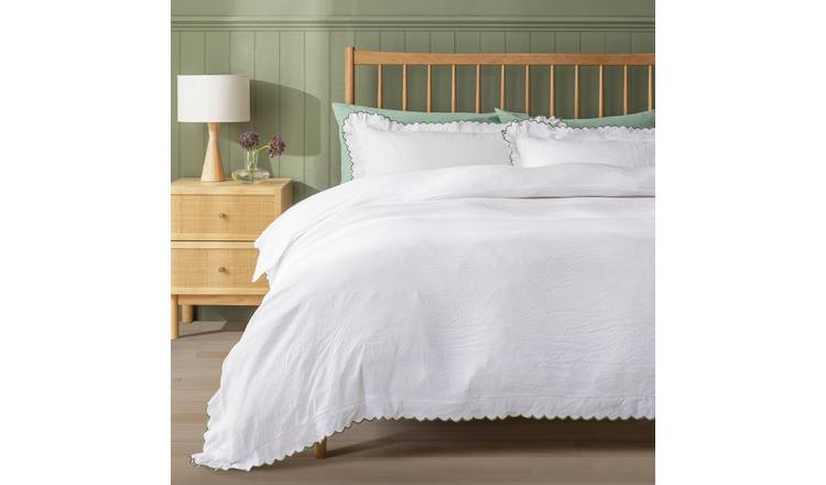 Argos Home Washed Scallop White Bedding Set - Double