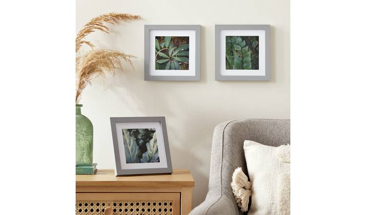 Habitat Wooden Picture Frame - Pack of 3 - Grey - 4x4"