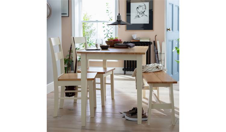 Bench table best sale with chairs