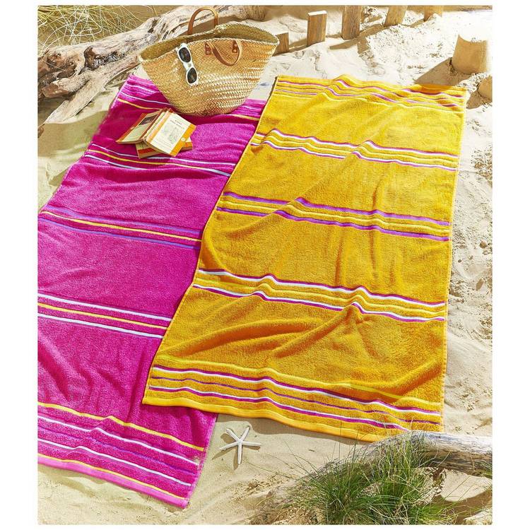Catherine Lansfield 2 Pack Beach Towel - Pink & Yellow 0