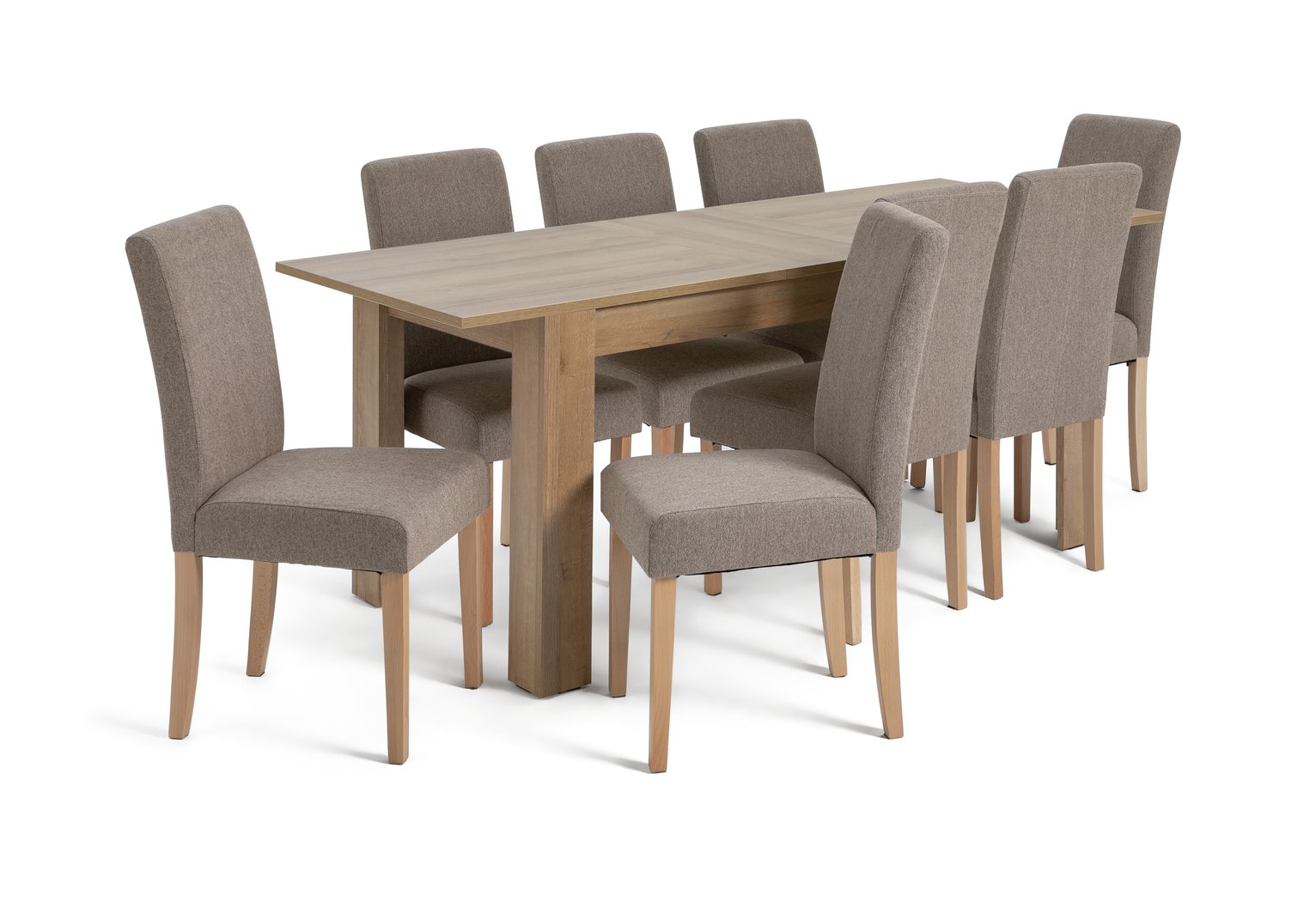 Argos Home Miami Wood Effect Dining Table & 8 Brown Chairs