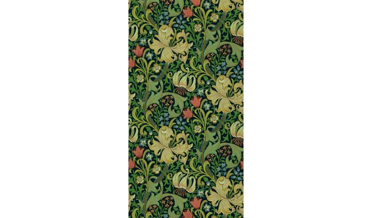 Morris & Co. Golden Lily Green Floral Wallpaper