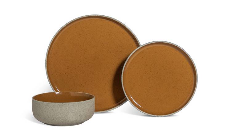 Habitat Raw Edge Speckle 12 Piece Stoneware Dinner Set-Camel