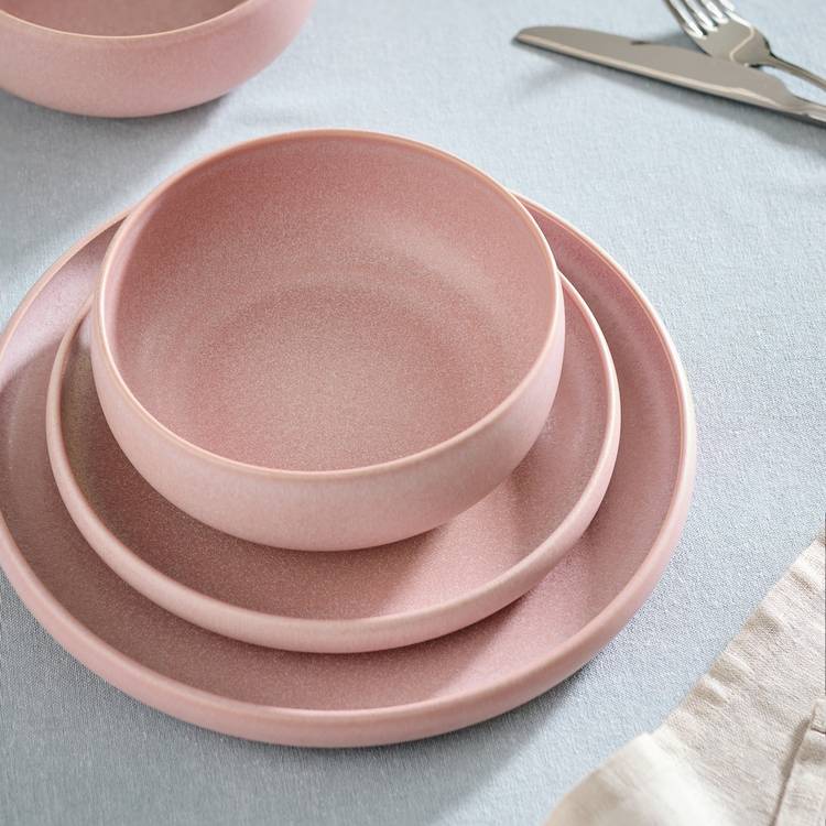 Habitat 12 Piece Reactive Stoneware Dinner Set - Pink 0