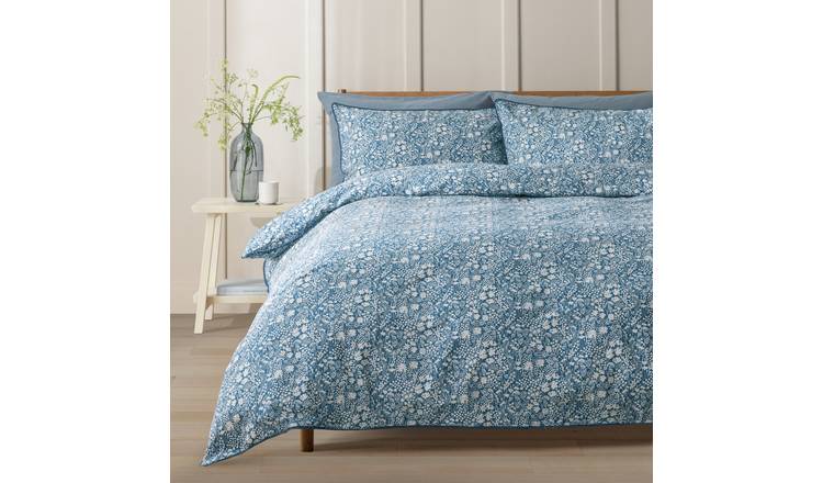 Argos Home Cotton Ditsy Floral Blue Bedding Set - Superking