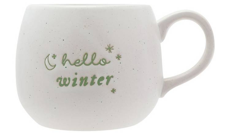 The Seasonal Gift Co White Speckled Hello Winter Mug