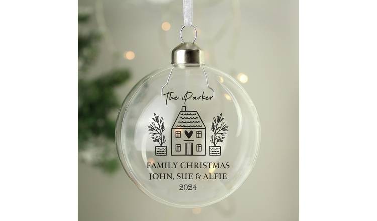 Personalised Message Home Christmas Bauble - Clear Glass