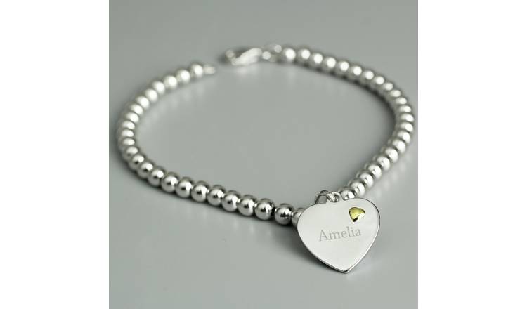 Personalised Memento Sterling Silver Heart Bracelet