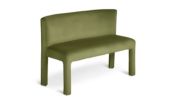 Habitat Bastian Velvet Dining Bench - Green