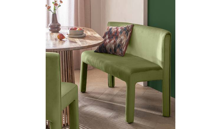 Habitat Bastian Velvet Dining Bench - Green