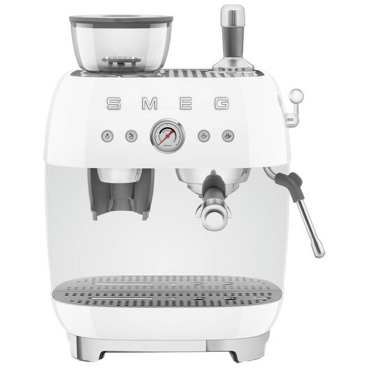 Smeg EGF03WHUK Espresso Coffee Machine with Grinder - White 0