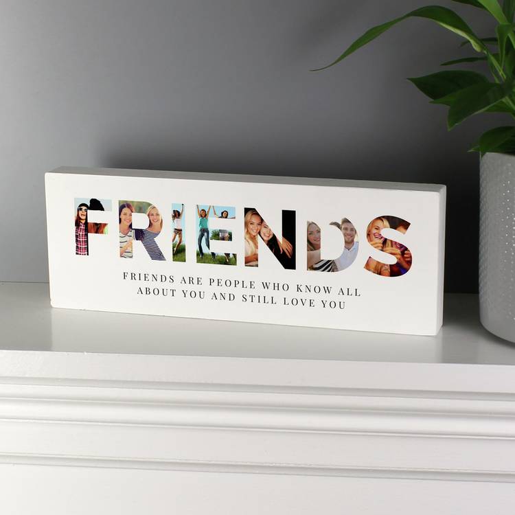 Personalised Message Friends Photo Upload Wooden Ornament 0