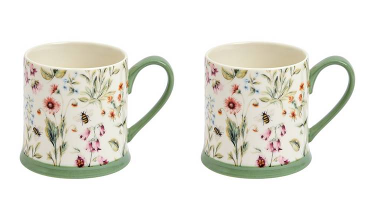 Argos Home Floral 2 Piece Fine China Tankard