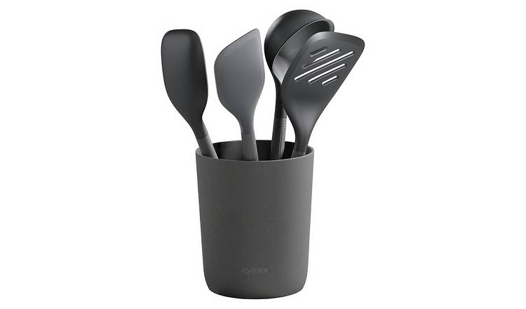 Zyliss 50% Recycled 5 Piece Utensil Set with Stand - Grey