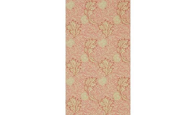 Morris & Co. Rust Gold Apple on Red Floral Wallpaper