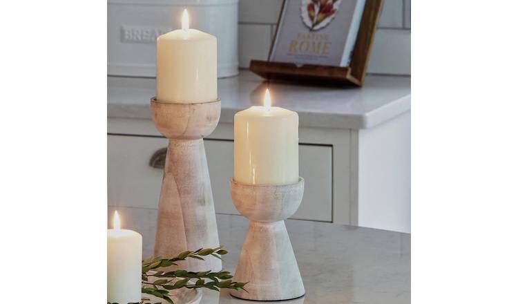 Ivyline Padstow White Wash Candle Holders