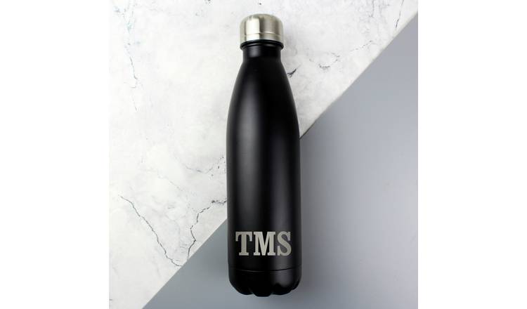 Personalised Message Initials Black Water Bottle - 500ml