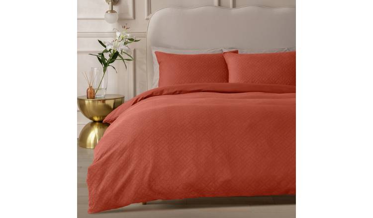 Habitat Cotton Jacquard Rust Bedding Set - Superking