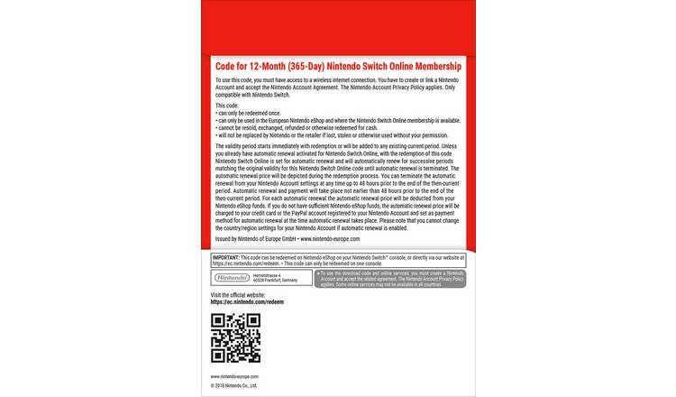 Buy Nintendo Switch Online 12 Month Individual Membership