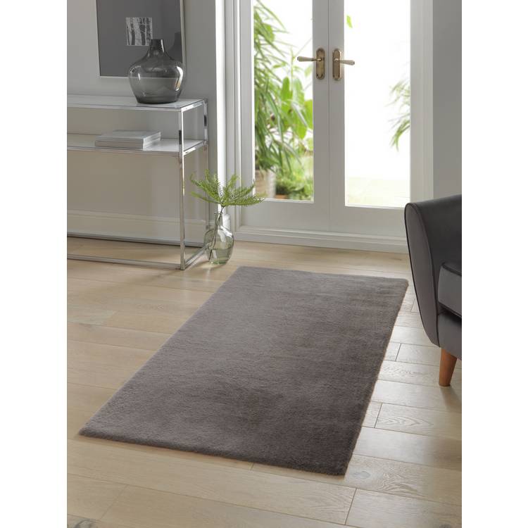 Habitat Supersoft Faux Fur Grey Shaggy Rug - 150x80cm 0