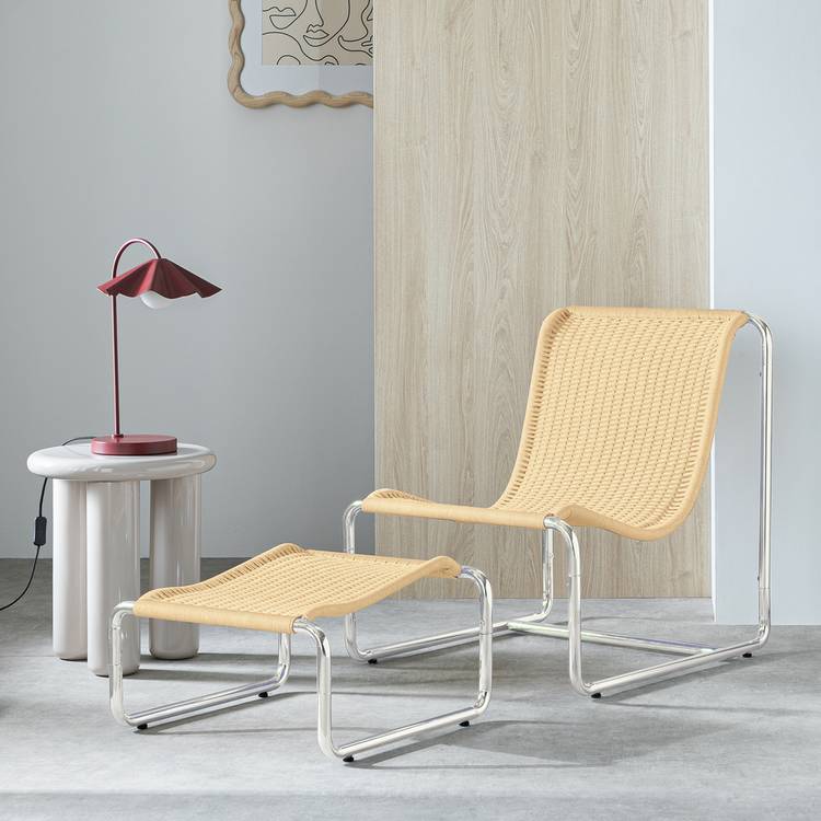 Habitat Ronan Chair & Footstool - Natural 0