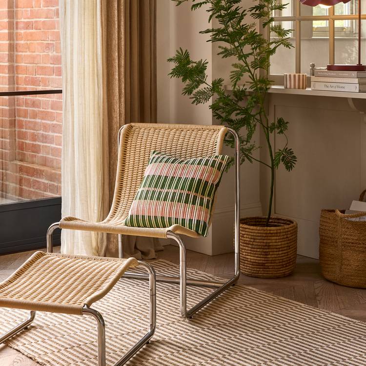 Habitat Ronan Chair & Footstool - Natural 0