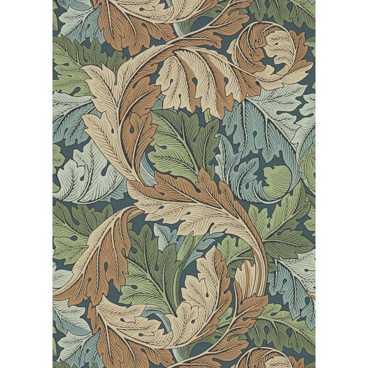 Morris & Co. Acanthus Leaves Blue Floral Wallpaper 0