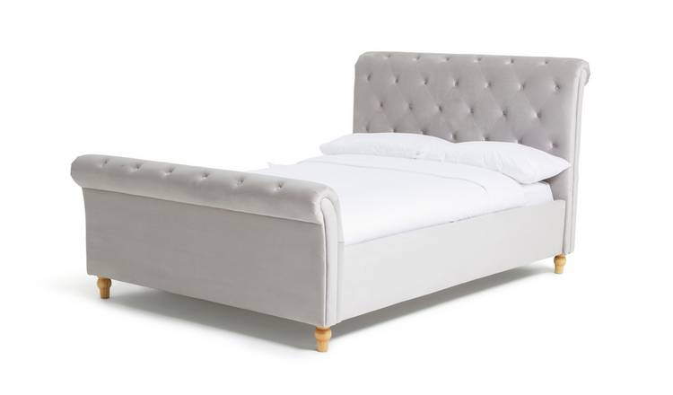 Argos Home Harrogate Double Velvet Bed Frame - Silver
