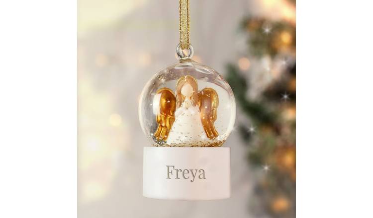 Personalised Message Angel Glitter Christmas Snow Globe