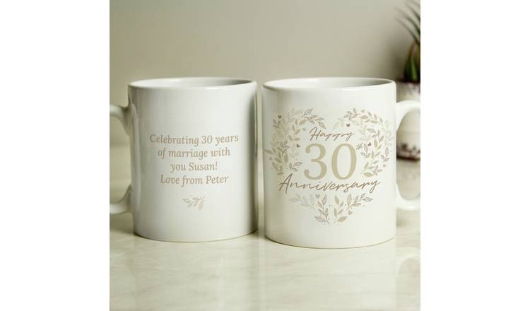 Personalised Message 30th Pearl Wedding Anniversary Mug