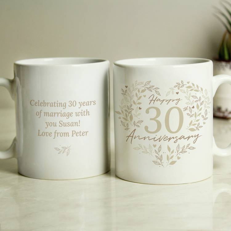 Personalised Message 30th Pearl Wedding Anniversary Mug 0