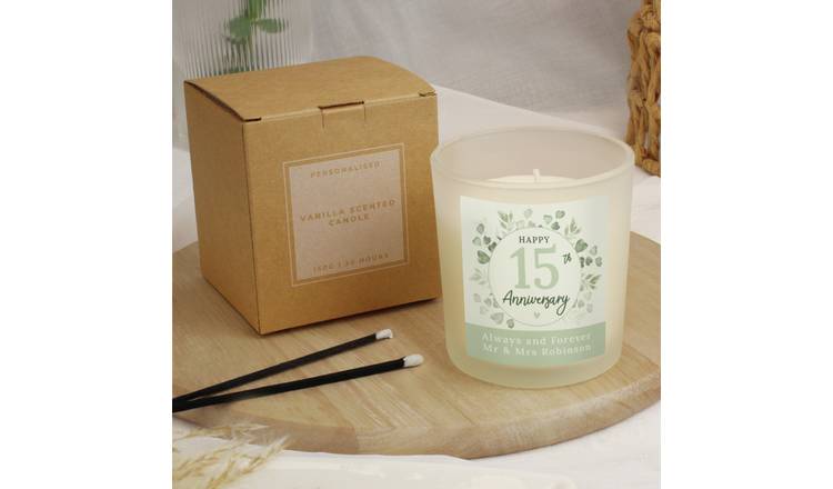 Personalised Message Botanical Anniversary Candle Jar