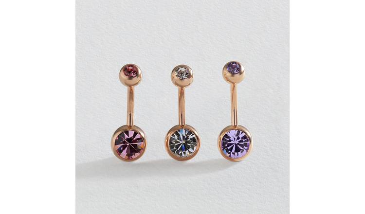 Revere Surgical Steel Rose Gold PVD Belly Bars - Set of 3