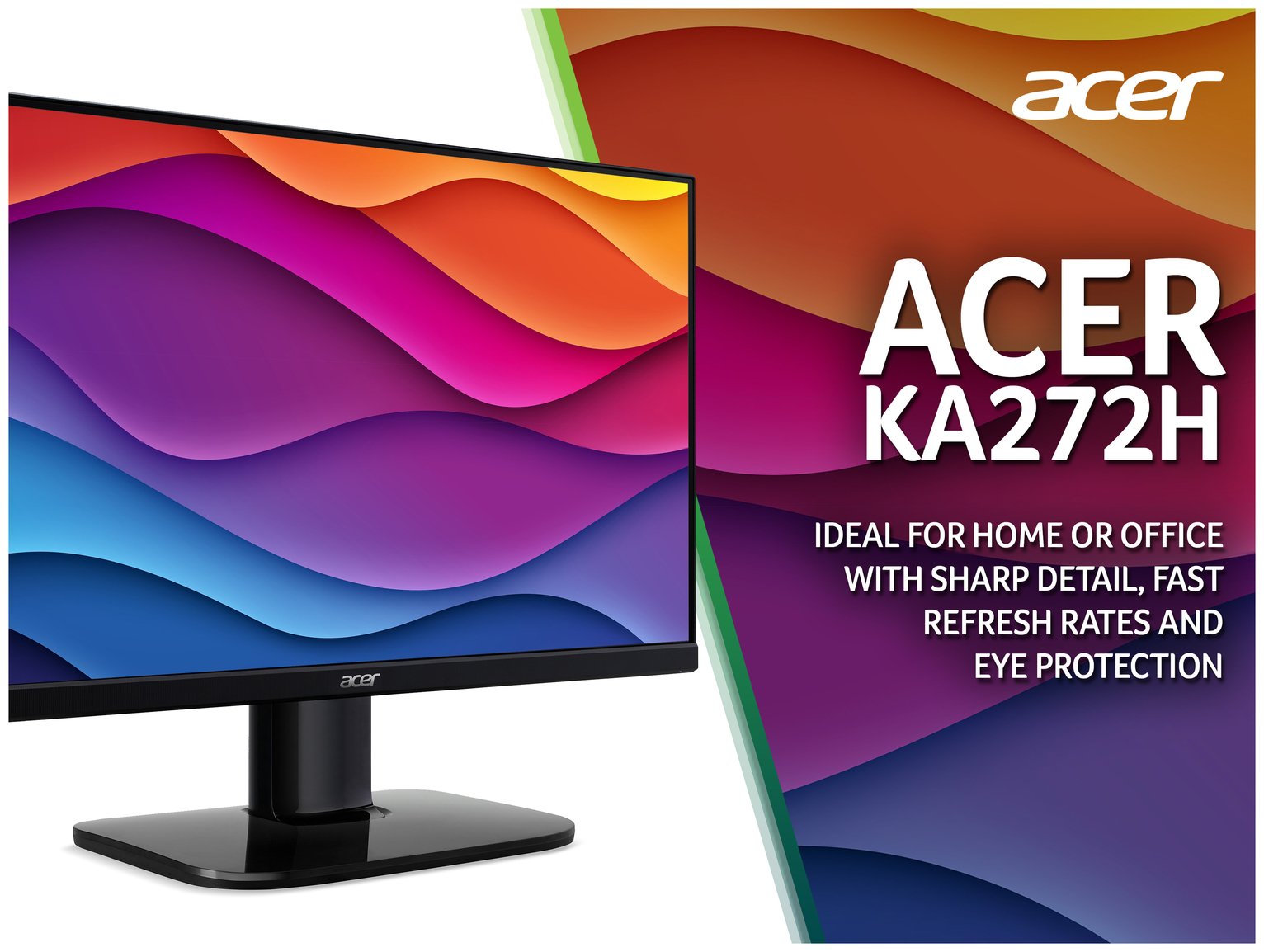Acer KA272 FHD1ms 27インチ100hzモニター+モニターアーム Buy Acer KA272 27 Inch 100Hz FHD Monitor | PC monitors | Argos