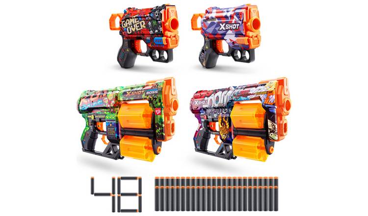 XSHOT Skins 2x Dread 2x Menace Dart Blaster Combo Pack