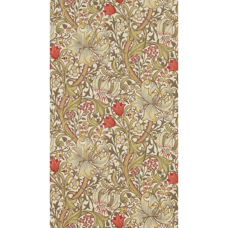 Morris & Co. Golden Lily Brown Floral Wallpaper 0