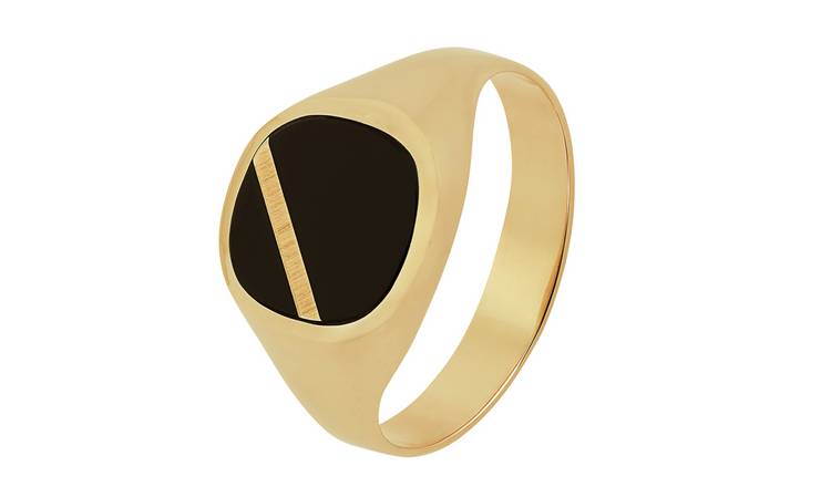 Revere 9ct Gold Onyx Stripe Ring - Y